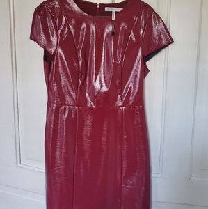 Faux leather red mini structured dress. Size 10.